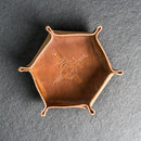 Leather Dice Tray with Design Stamp Options - Hexagon Shape