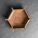 Leather Dice Tray with Design Stamp Options - Hexagon Shape