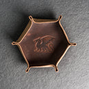 Leather Dice Tray with Design Stamp Options - Hexagon Shape