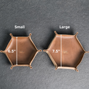 Leather Dice Tray with Design Stamp Options - Hexagon Shape