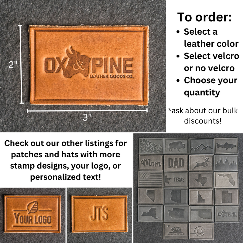 Pine Tree Ridgeline Leather Patches with optional Velcro added