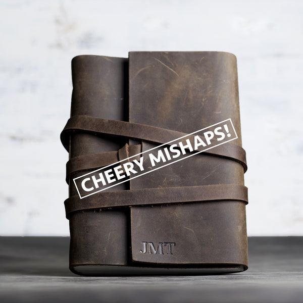 Cheery Mishaps - Classic Leather Journals with Wrap Closure