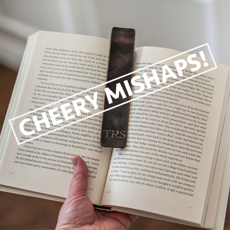 Cheery Mishap Personalized Premium Leather Bookmark