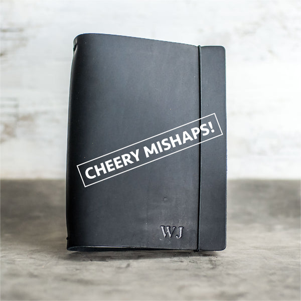 Cheery Mishaps - Refillable Leather Journal with Professional Elastic Closure