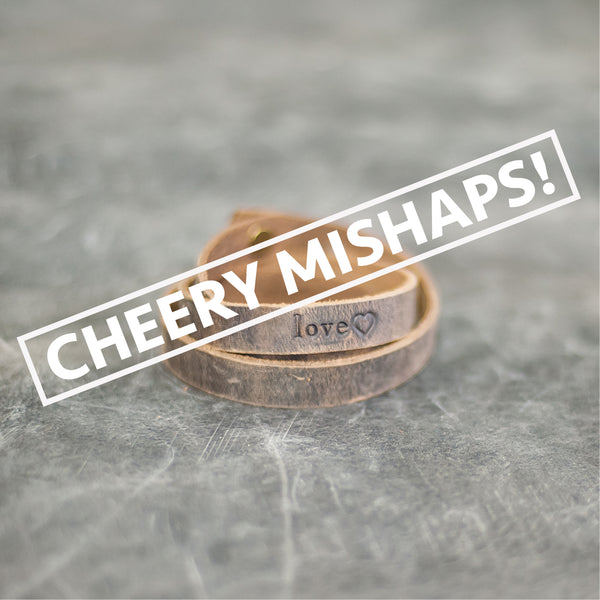 Cheery Mishap Personalized Leather Triple Wrap Bracelet