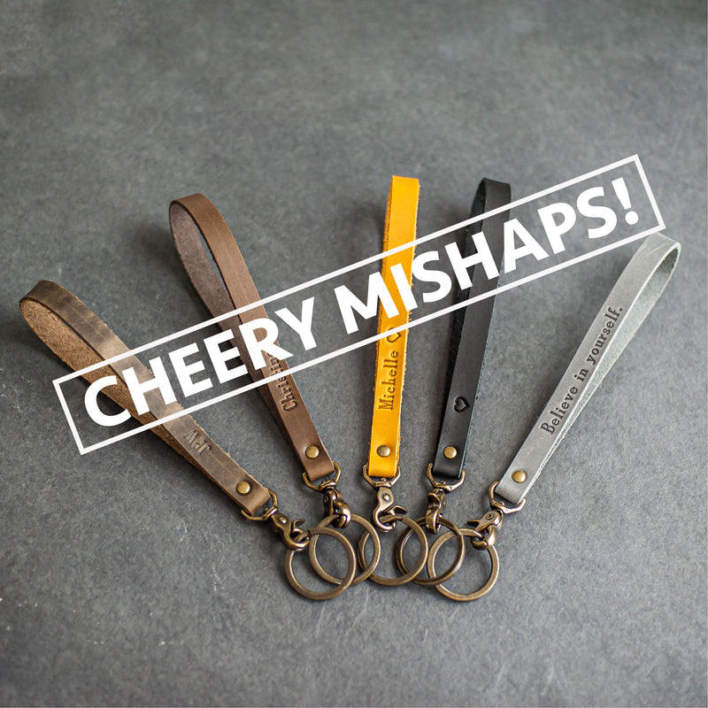 Cheery Mishap Personalized Premium Leather Keychain Wristlets