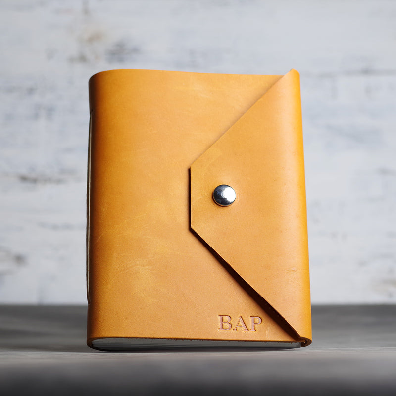 Personalized Leather Snap Journal - Saddle Tan - Ox & Pine
