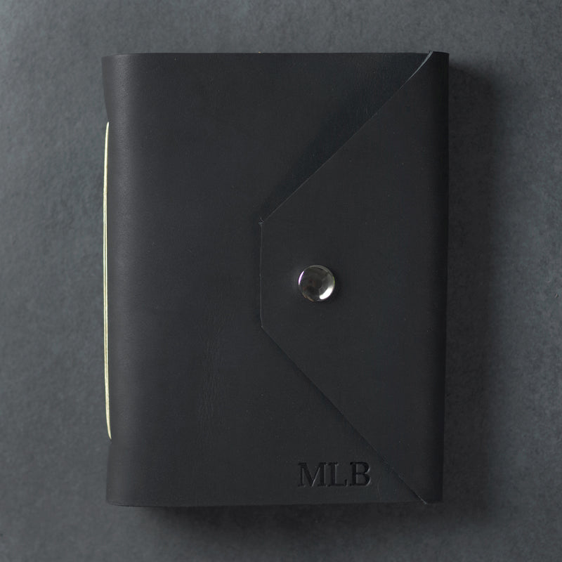 Personalized Leather Snap Journal - Black - Ox & Pine