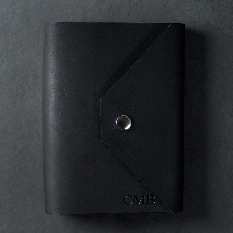 Personalized Refillable Snap Leather Journal - Black - Ox & Pine