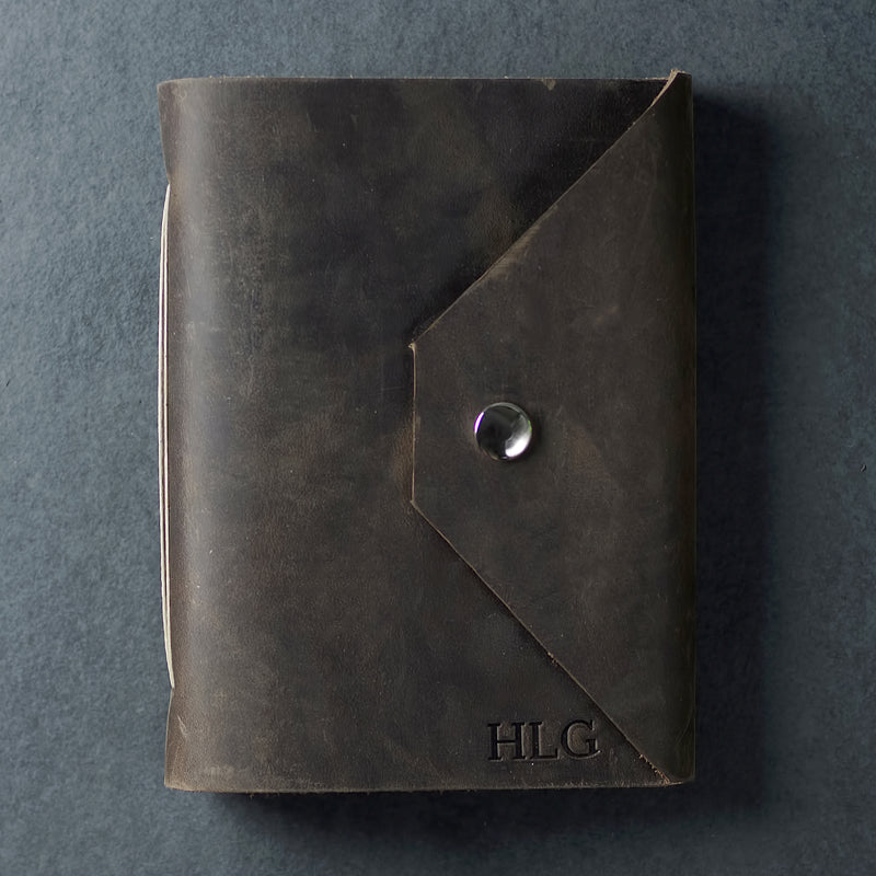 Personalized Leather Snap Journal - Rustic Brown - Ox & Pine