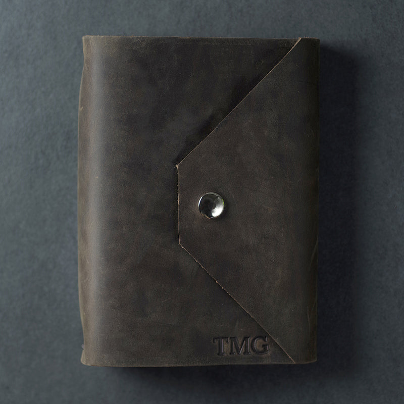 Personalized Refillable Snap Leather Journal - Rustic Brown - Ox & Pine