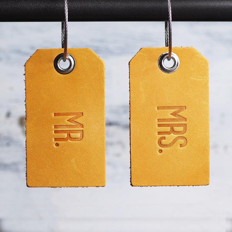 Mr and Mrs Leather Luggage Tags - Saddle Tan - Wedding Gift, Couple Gift, Anniversary Gift - Ox & Pine