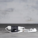 Personalized Leather Headphone Cord Wrap - Ox & Pine - Black 