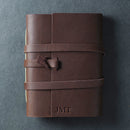 Personalized Leather Wrap Journal - Dark Brown - Ox & Pine