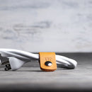Personalized Leather Cord Wrap for Laptop Charger - Ox & Pine - Saddle Tan