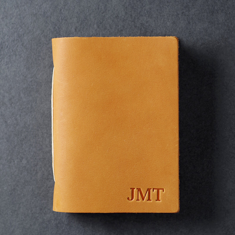 Personalized Leather Pocket Notebook Journal - Saddle Tan - Ox & Pine