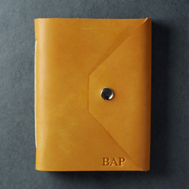 Personalized Leather Snap Journal - Saddle Tan - Ox & Pine