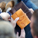 Personalized Leather Wrap Journal - Saddle Tan and Dark Brown - Ox & Pine