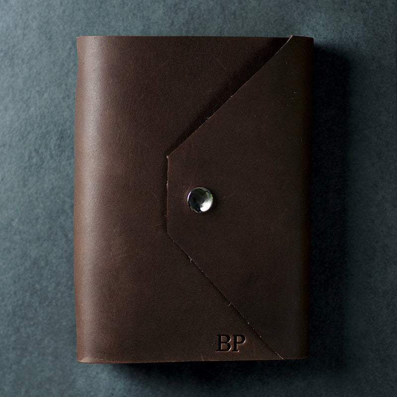 Personalized Refillable Snap Leather Journal - Dark Brown - Ox & Pine