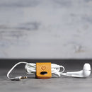 Personalized Leather Headphone Cord Wrap - Ox & Pine - Saddle Tan